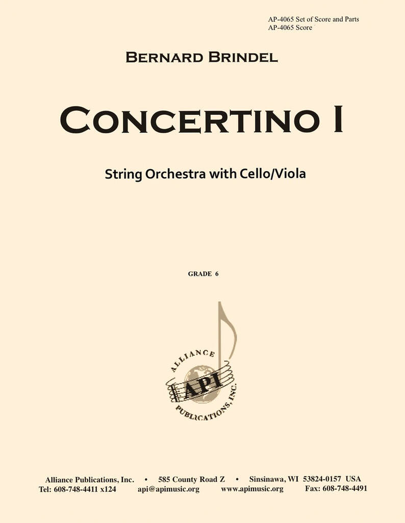 Concertino I For Cello (vla) & String Orch - Set